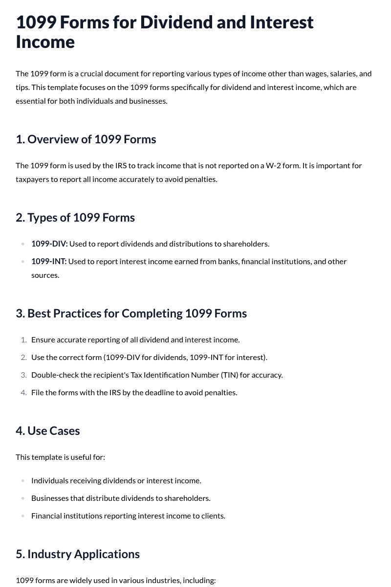 1099 Forms (for Dividend and Interest Income)