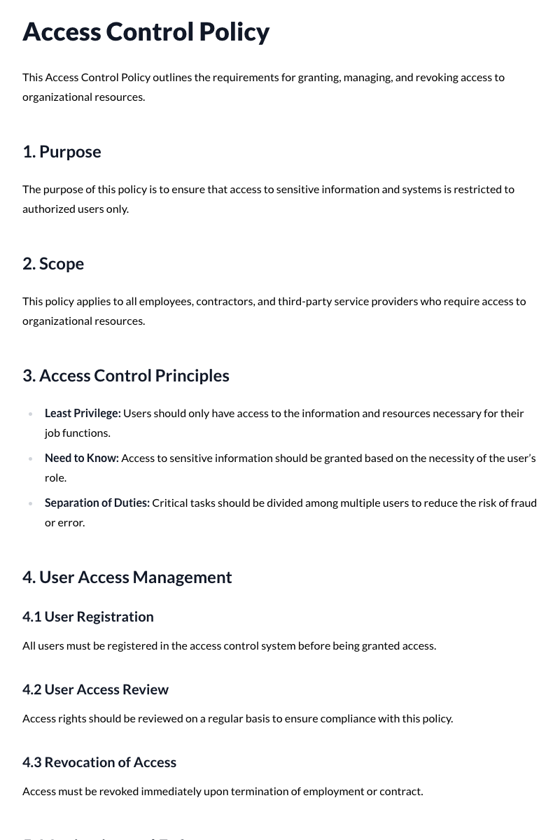 Access Control Policy Template