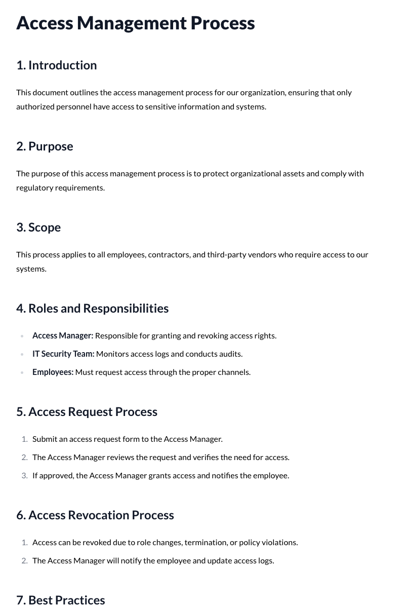 Access Management Process Template