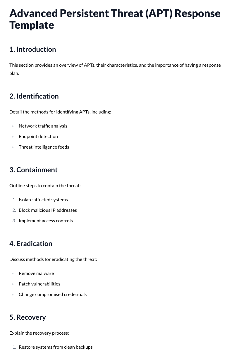 Advanced Persistent Threat (APT) Response Template