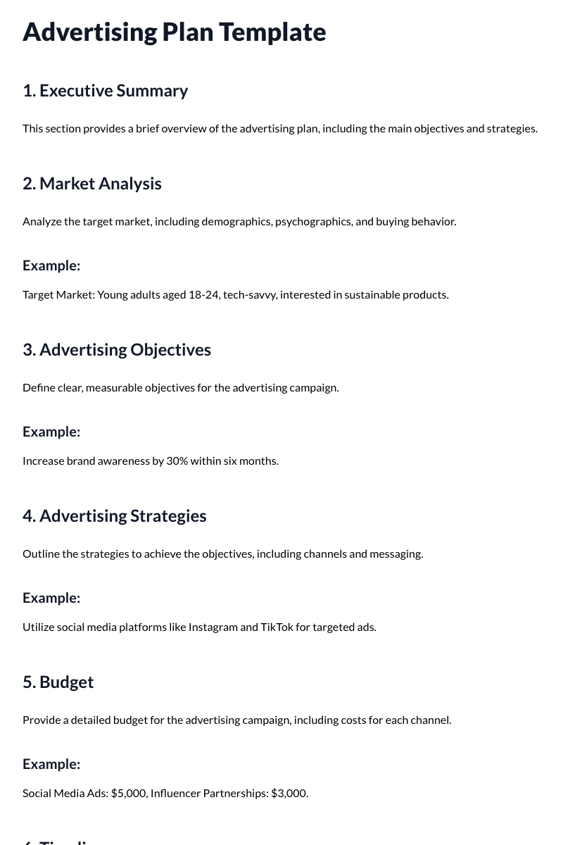 Advertising Plan Template