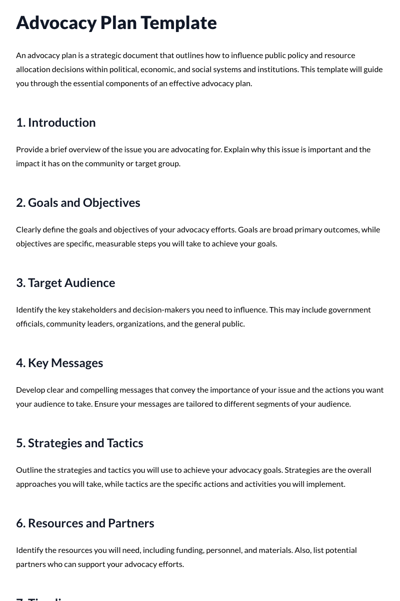 Advocacy Plan Template