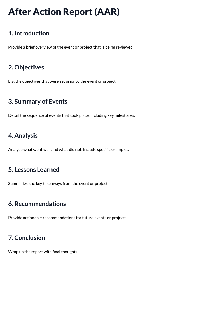 After Action Report (AAR) Template