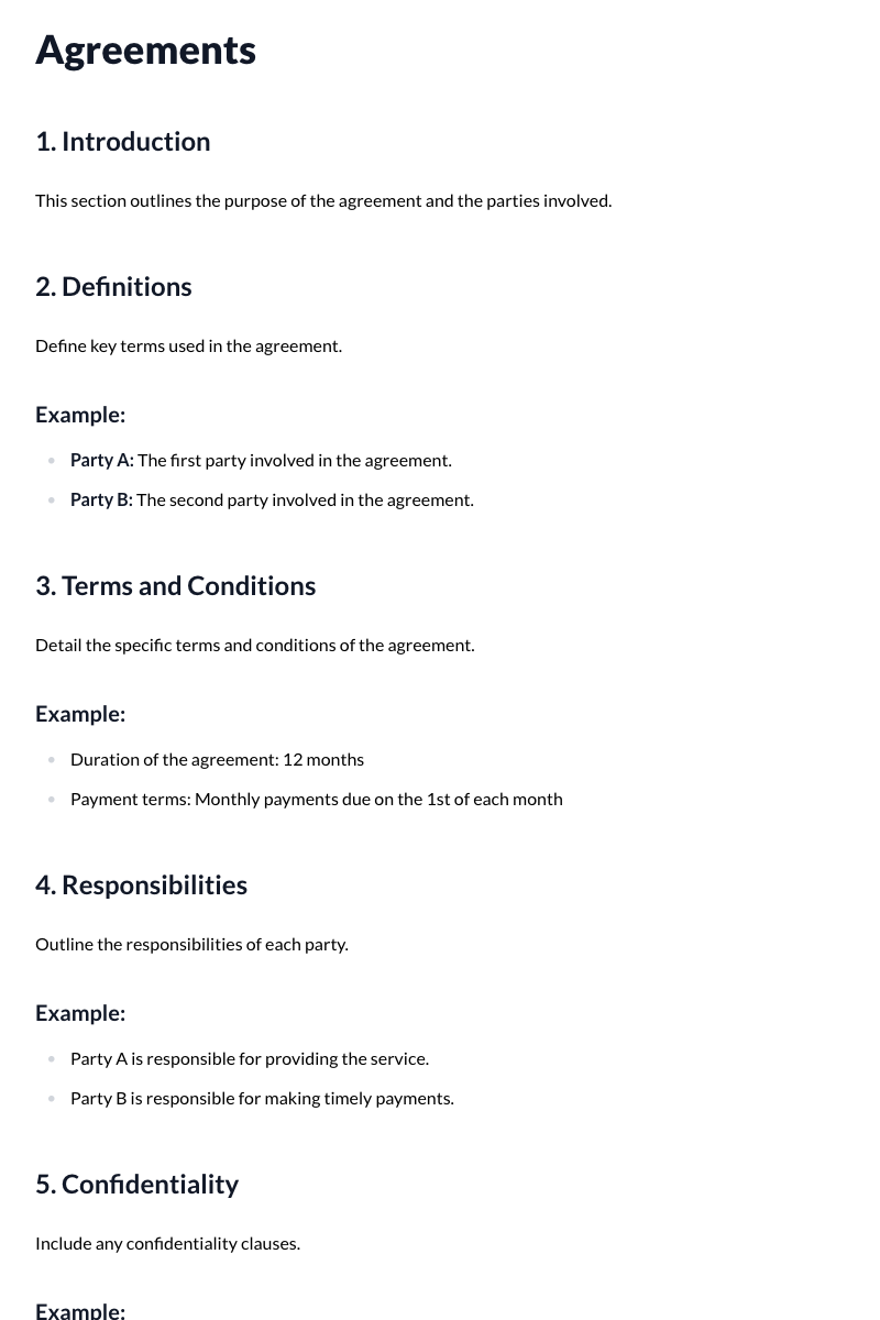 Agreements Template