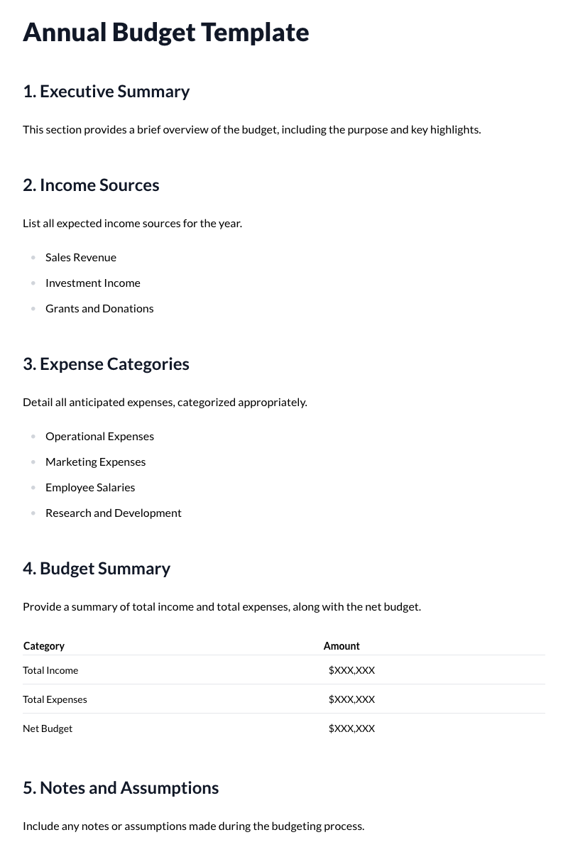 Annual Budget Template