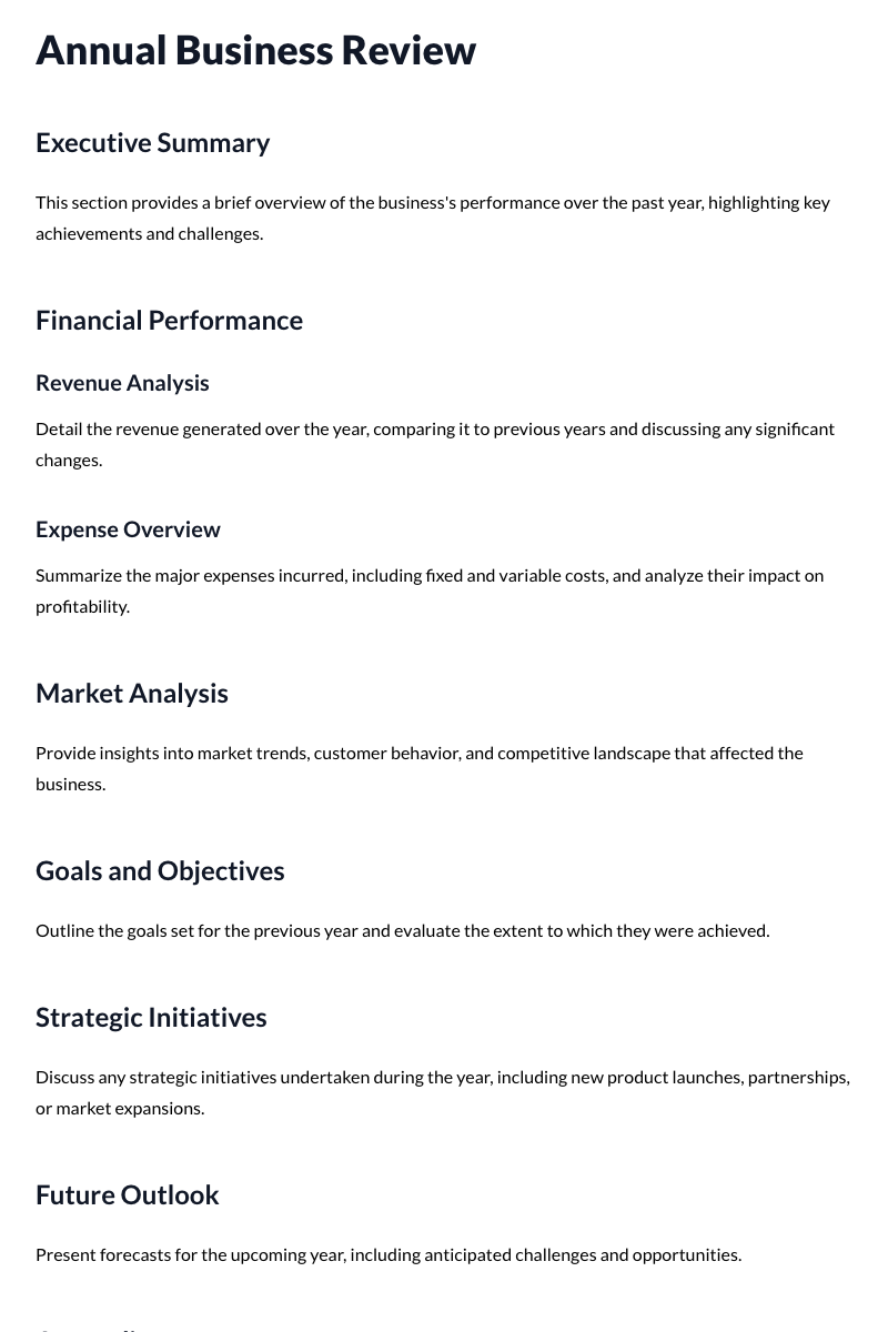 Annual Business Review Template