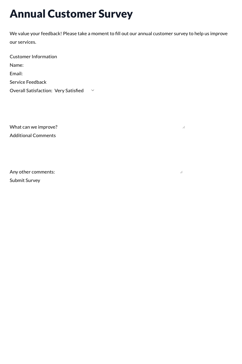 Annual Customer Survey Template