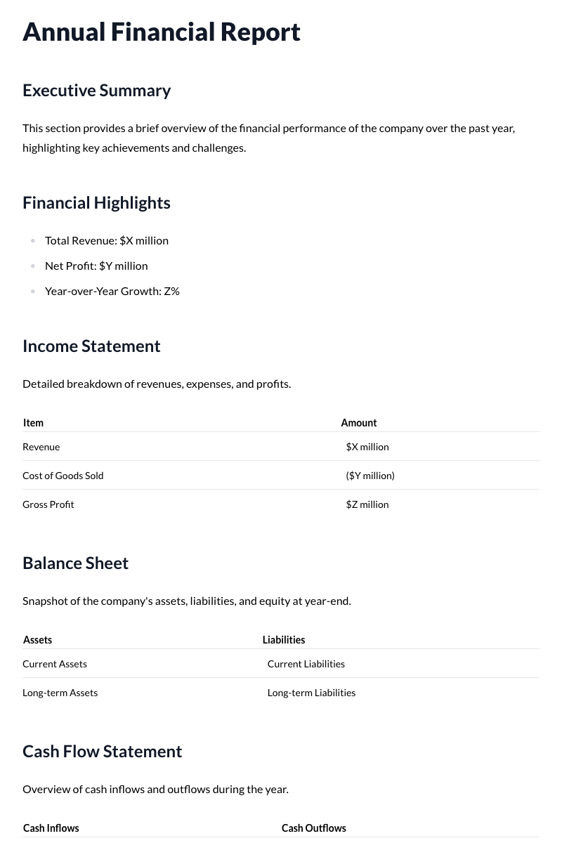 Annual Financial Report Template