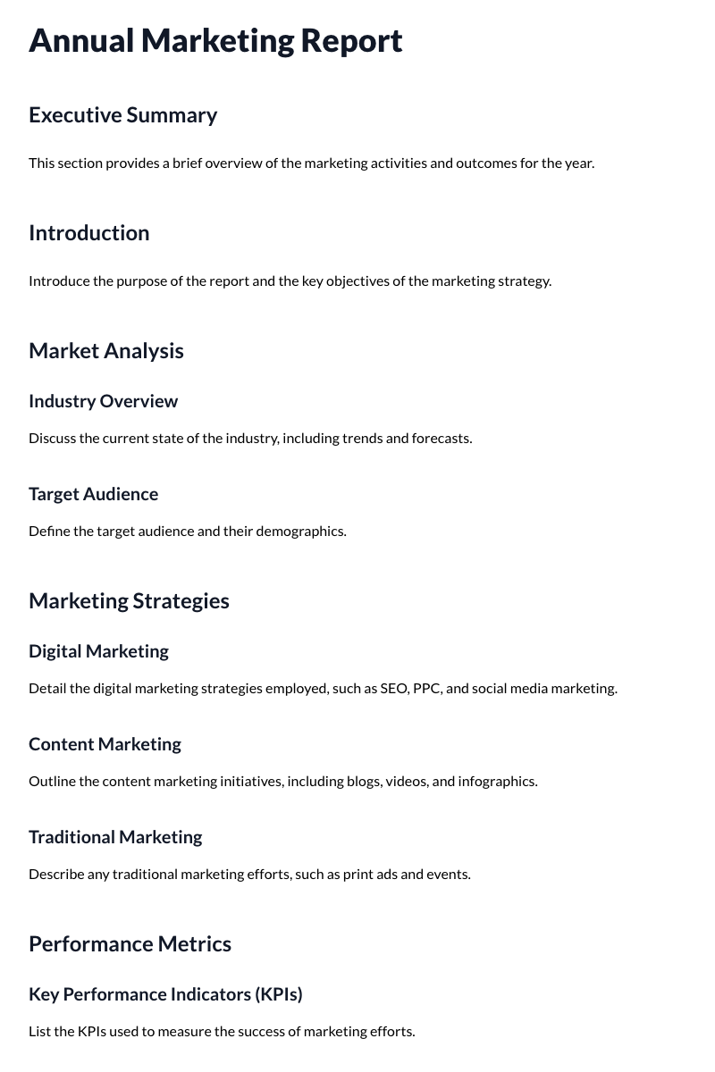 Annual Marketing Report Template
