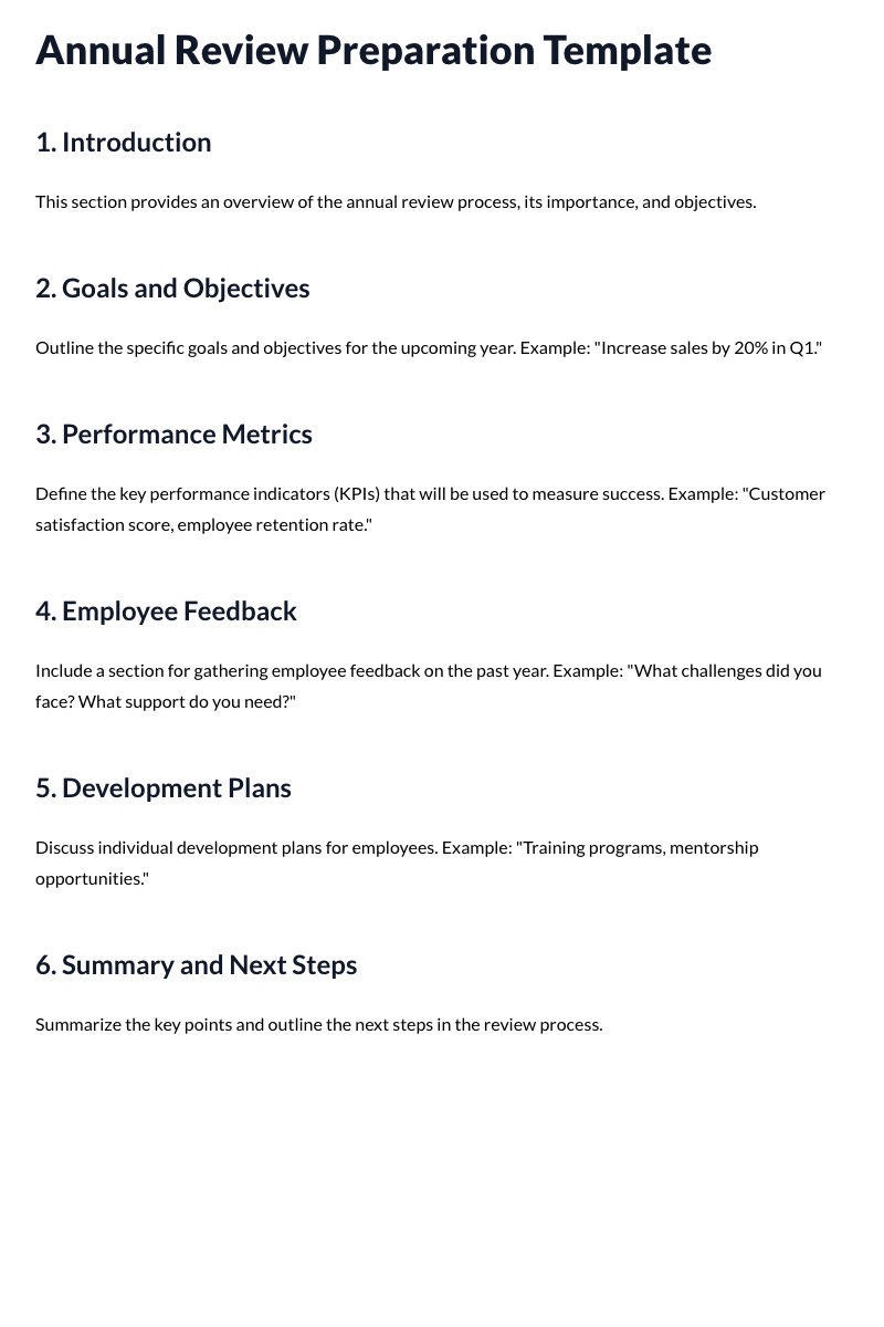 Annual Review Preparation Template