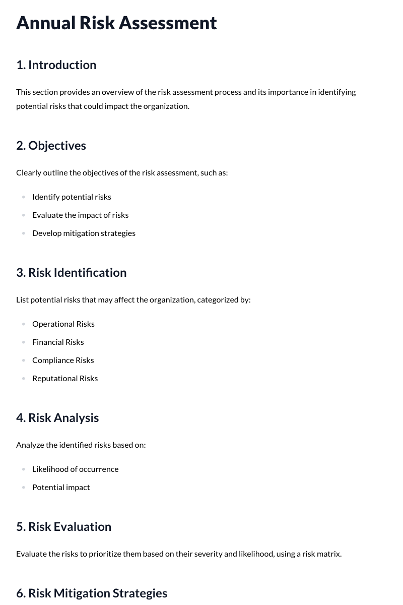 Annual Risk Assessment Template