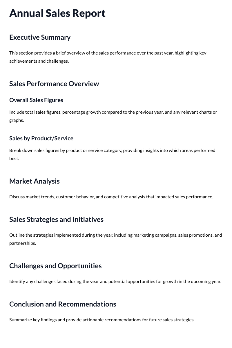 Annual Sales Report Template