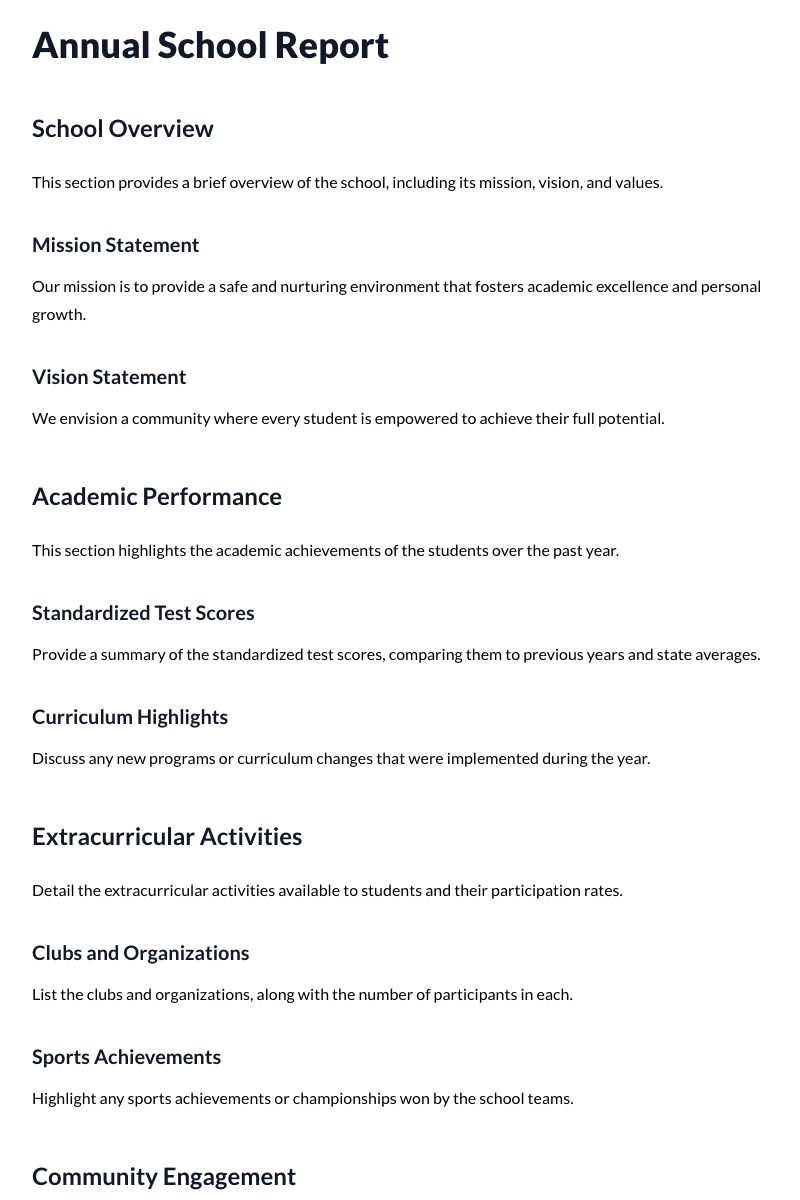 Annual School Report Template