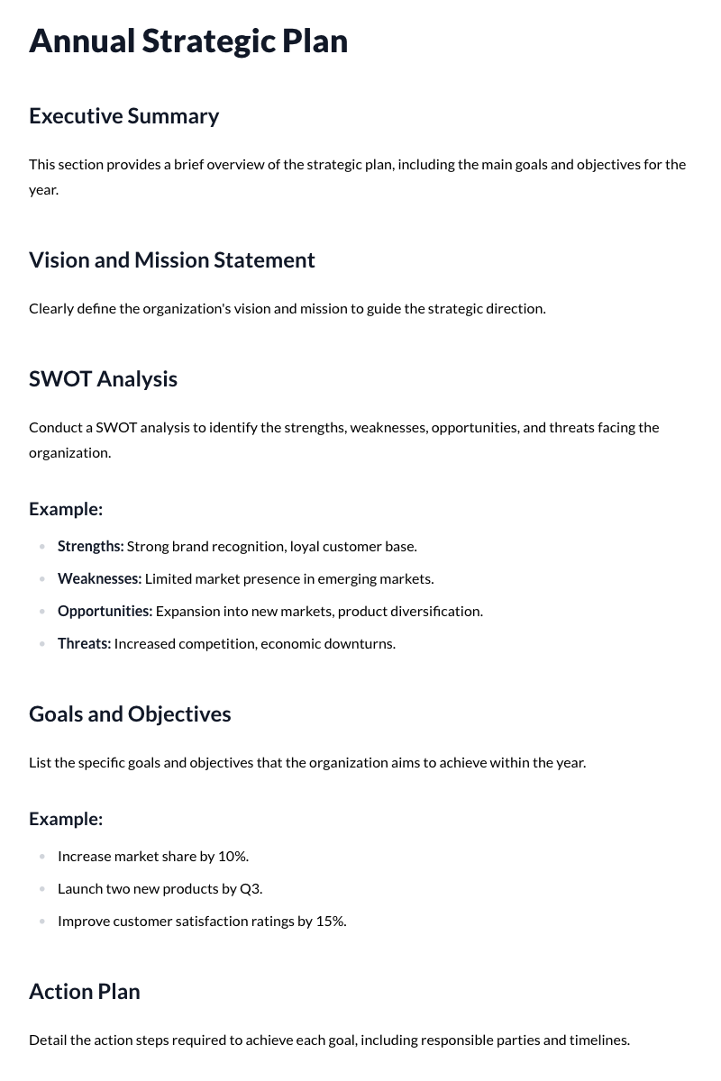 Annual Strategic Plan Template