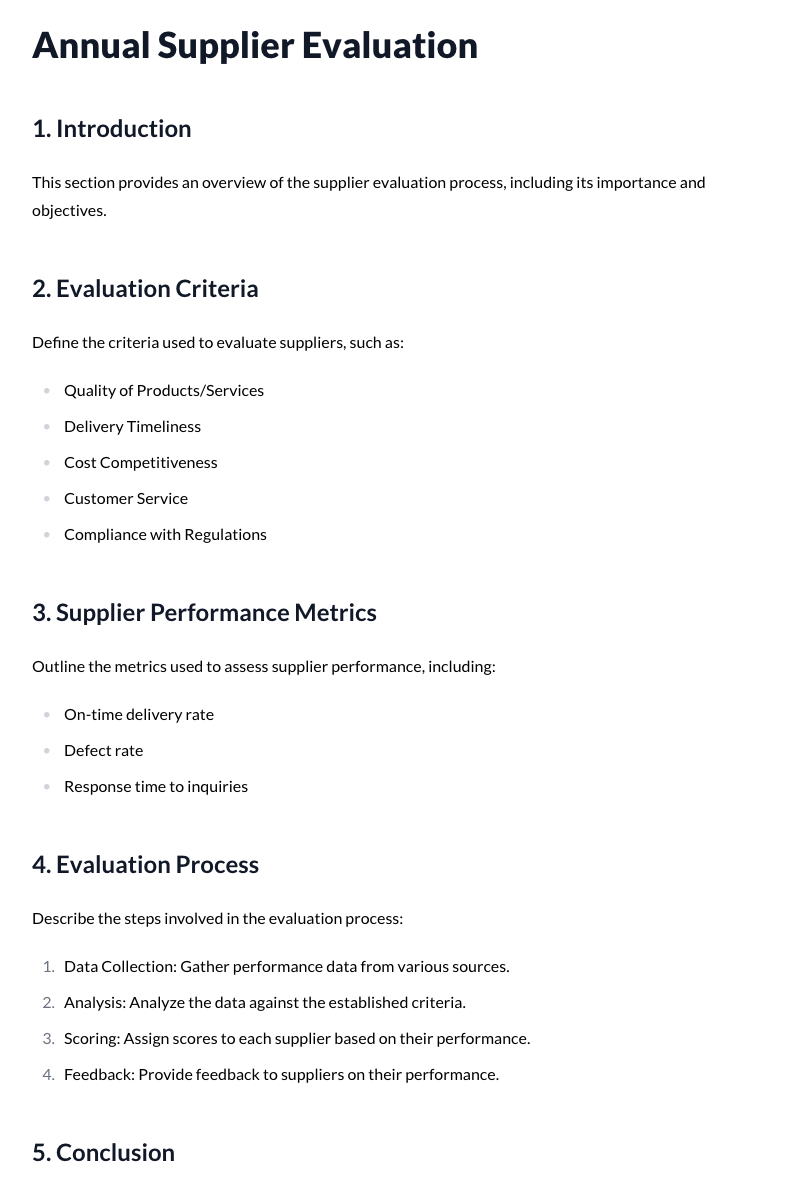 Annual Supplier Evaluation