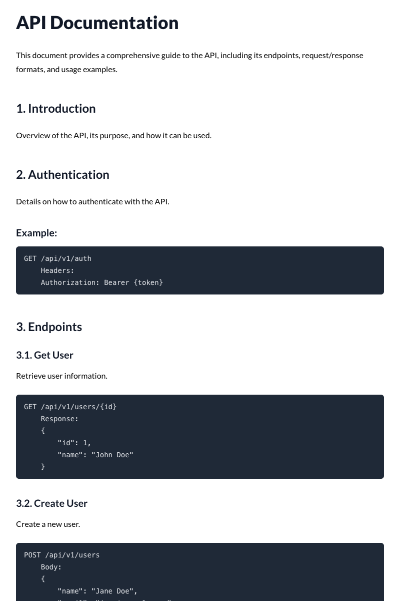 API Documentation Template