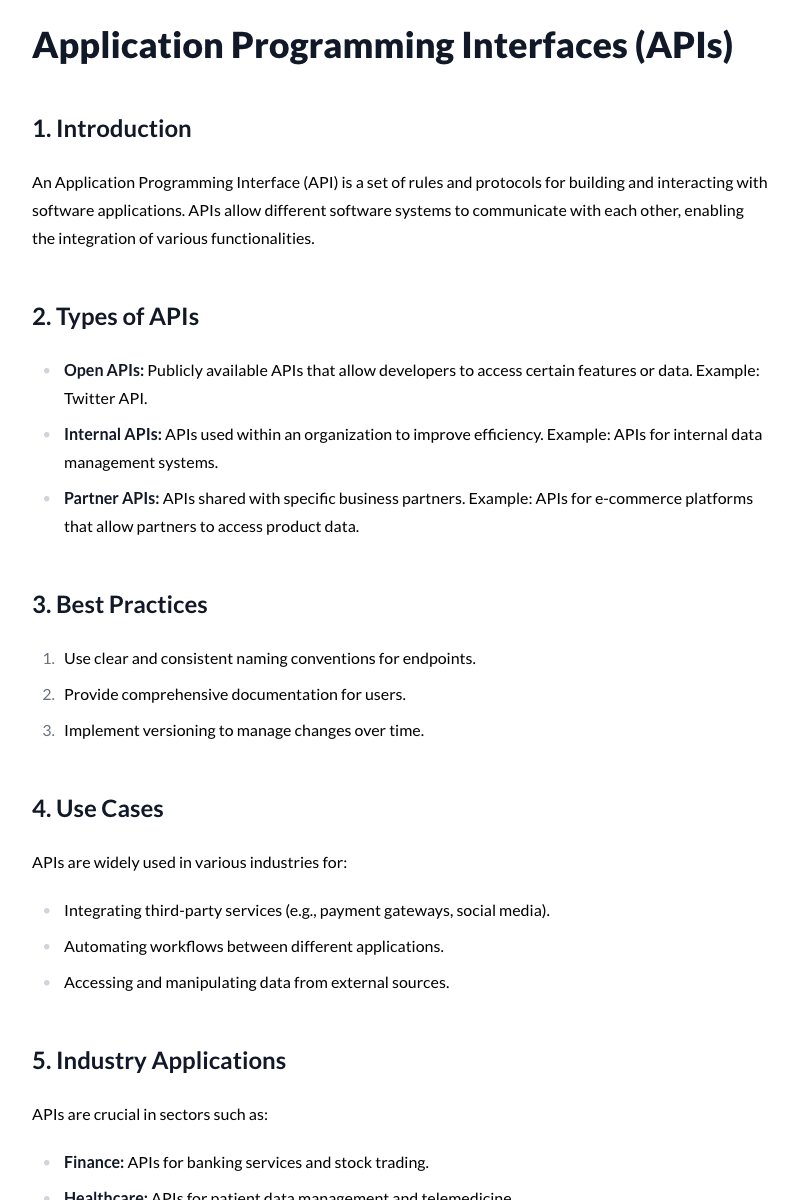 Application Programming Interfaces (APIs) Template