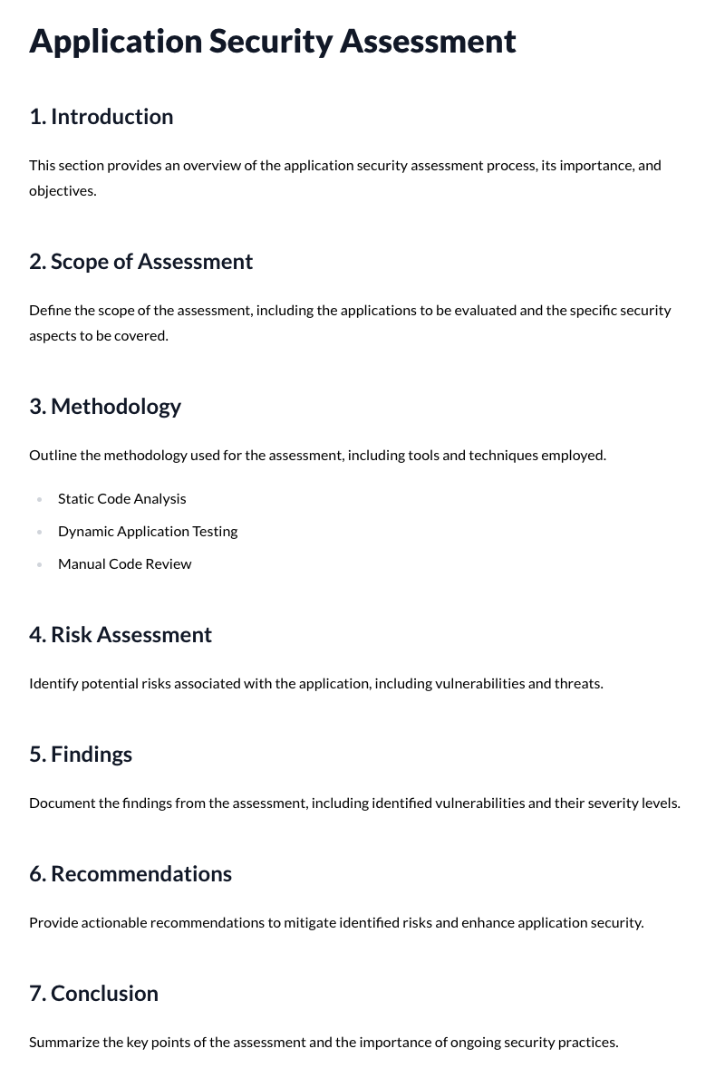 Application Security Assessment Template