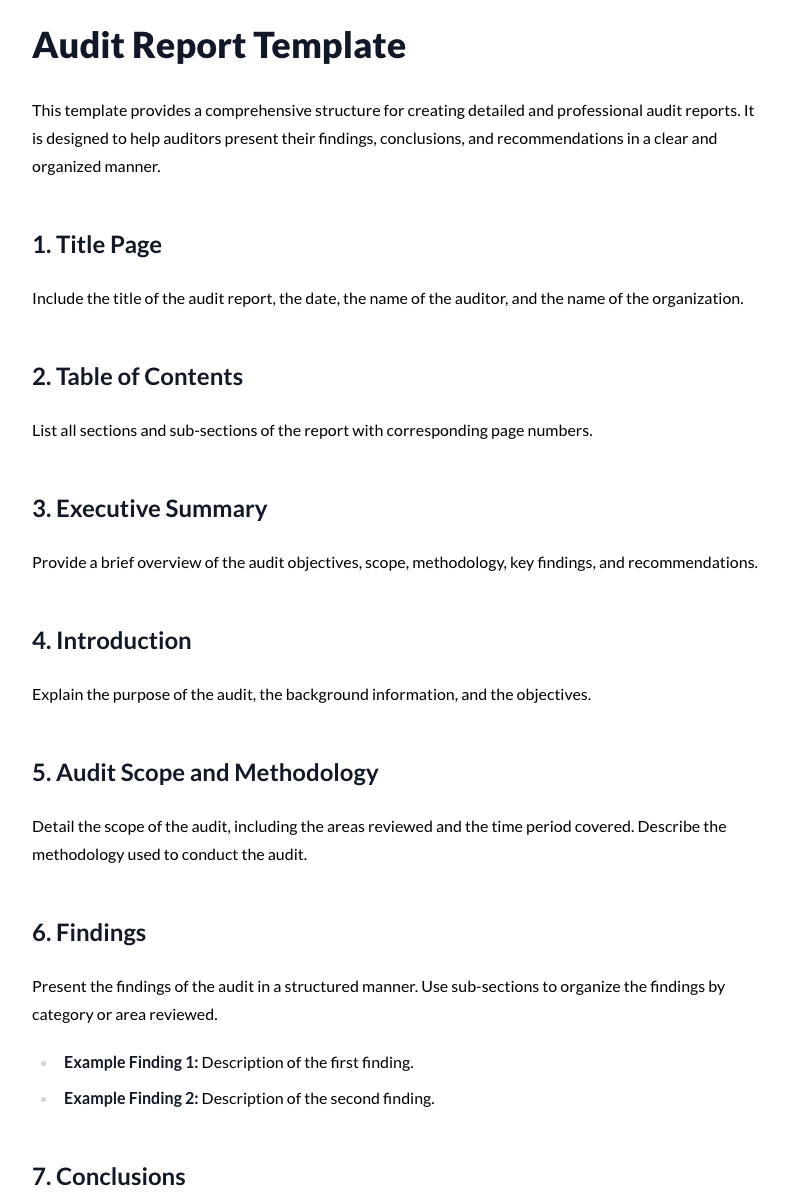 Audit Report Template
