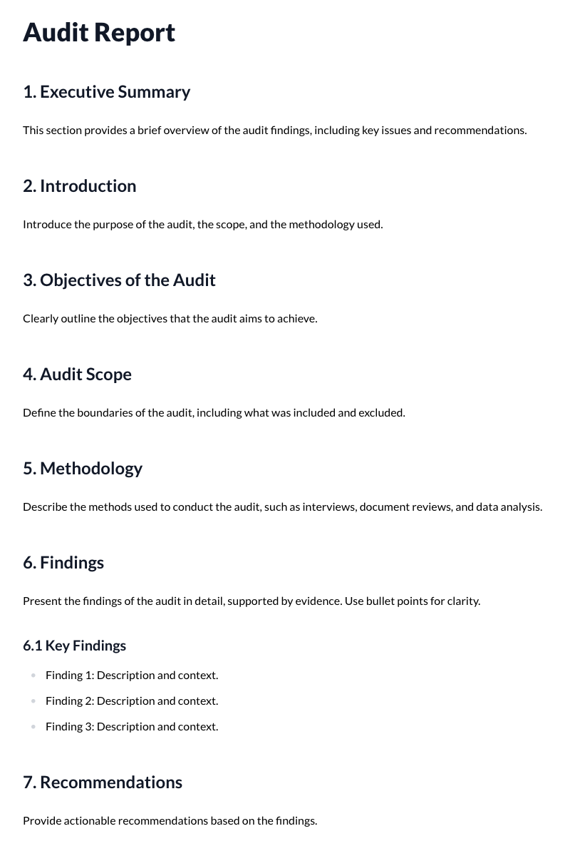 Audit Reports Template