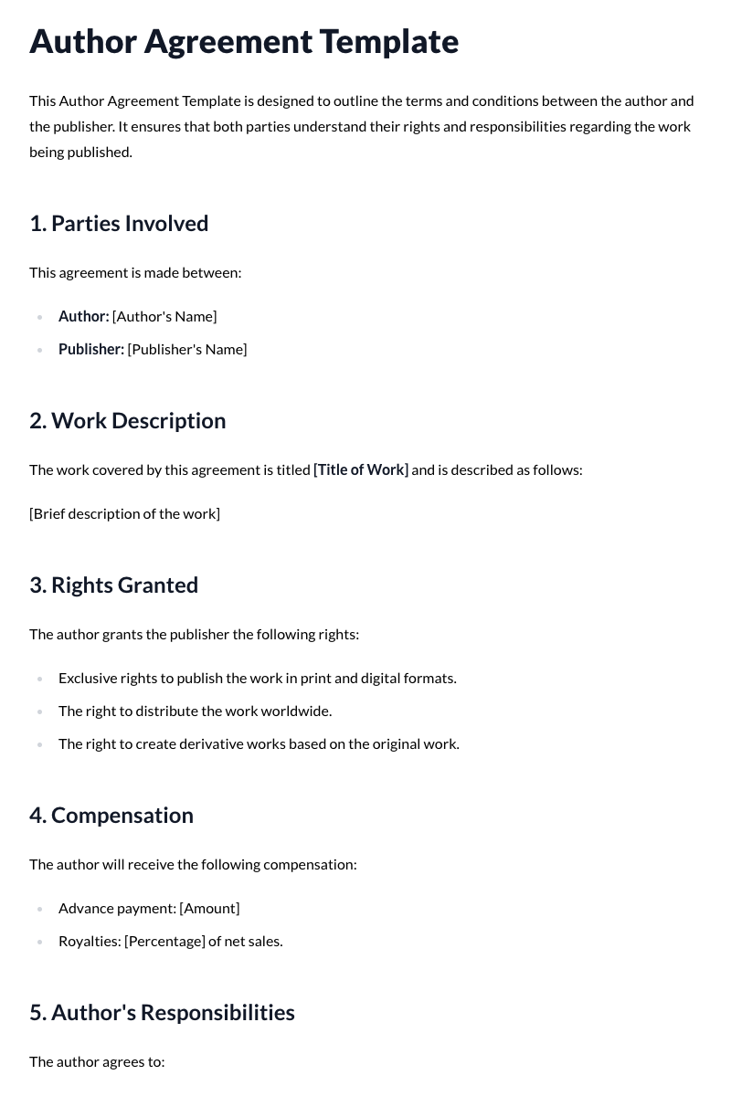 Author Agreement Template