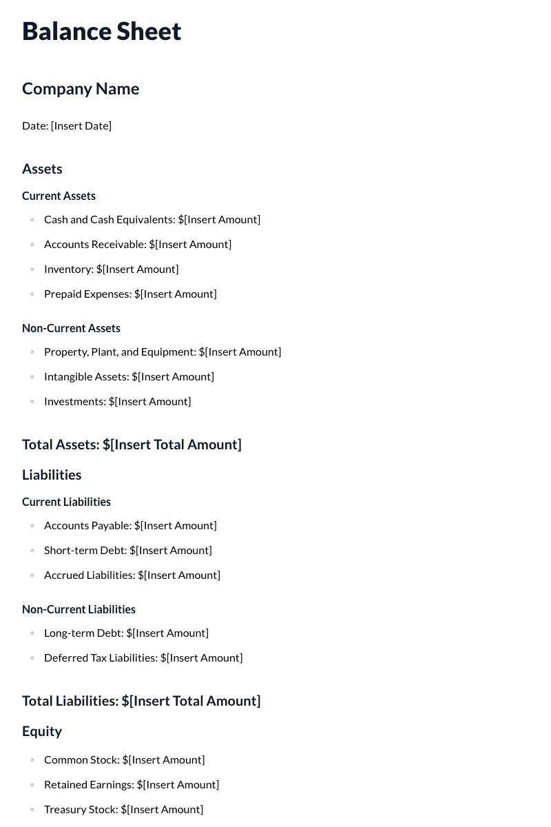 Balance Sheet Template