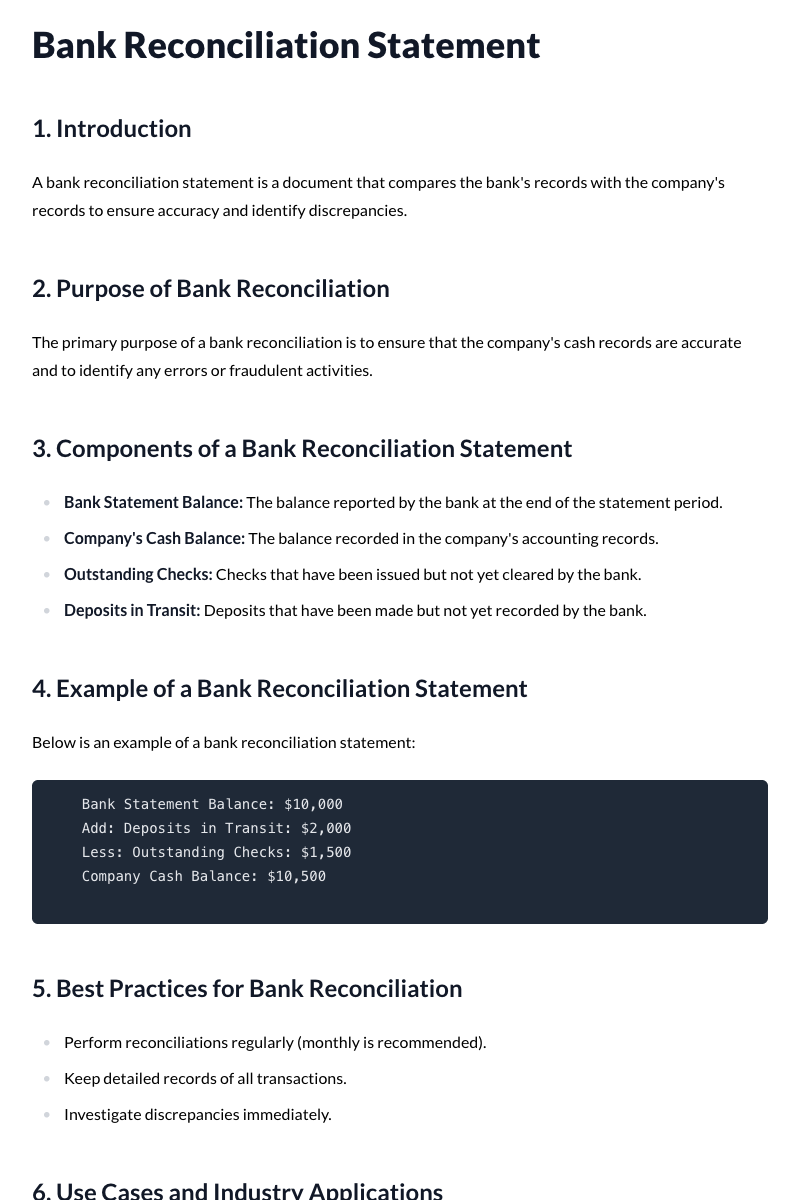 Bank Reconciliation Statements