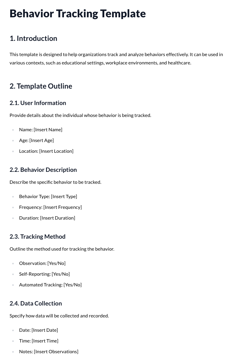 Behavior Tracking Templates
