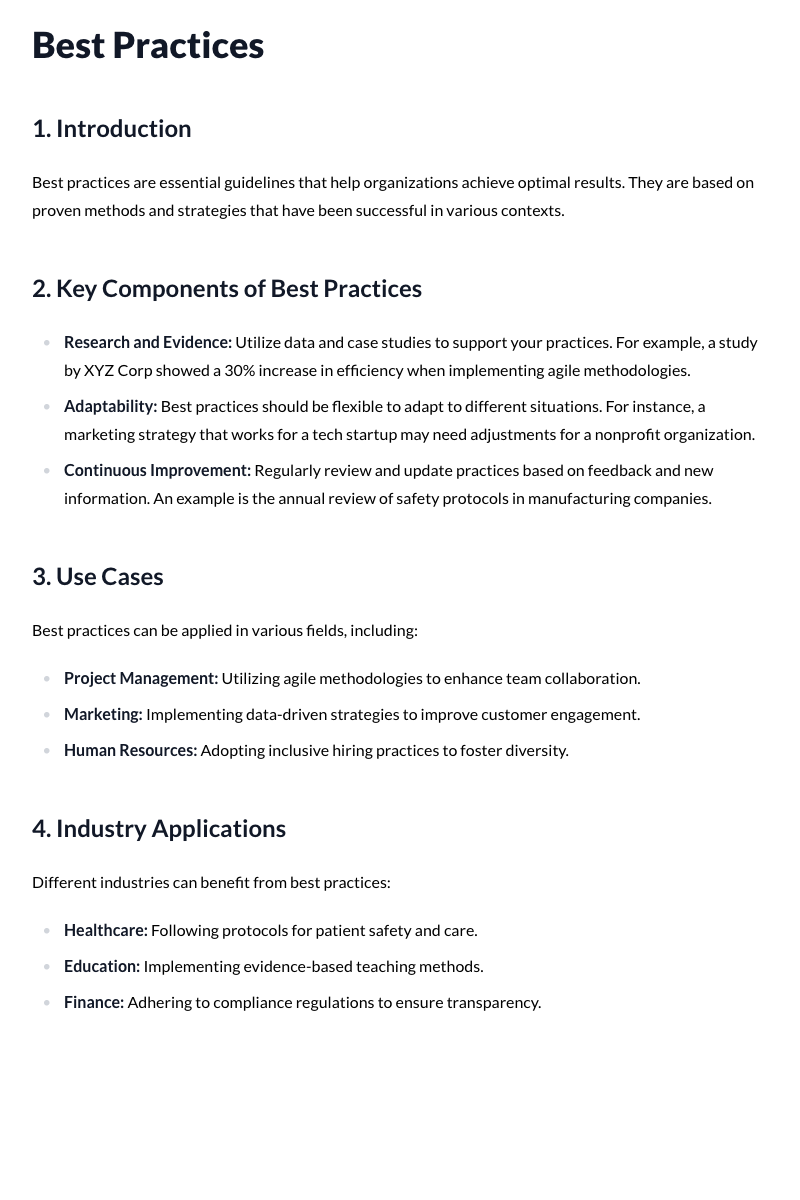 Best Practices Template