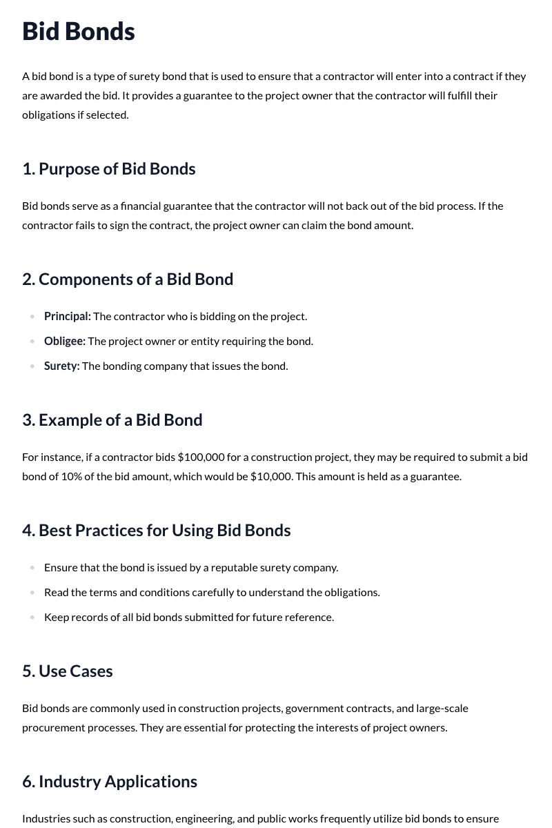 Bid Bonds Template