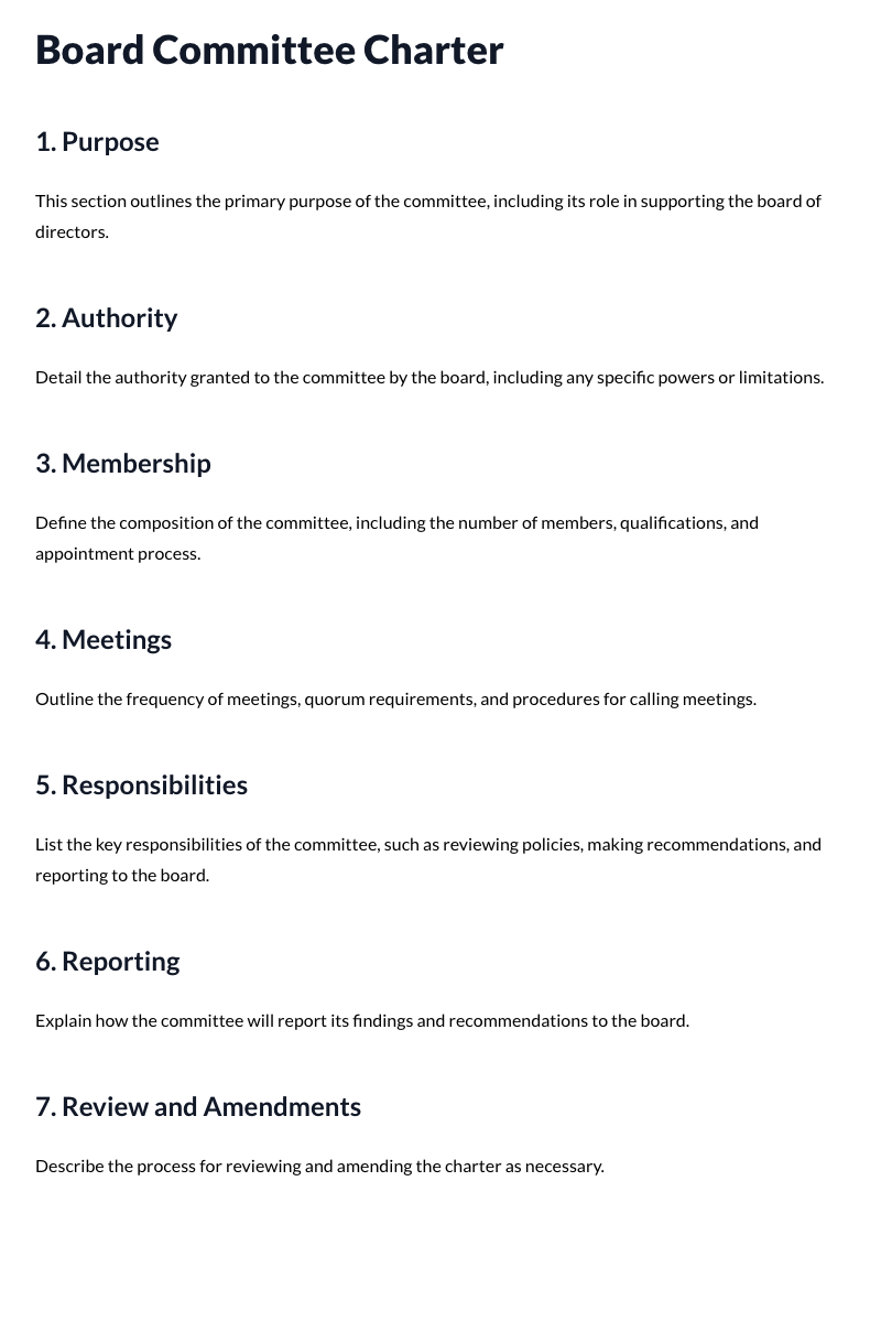 Board Committee Charter Template