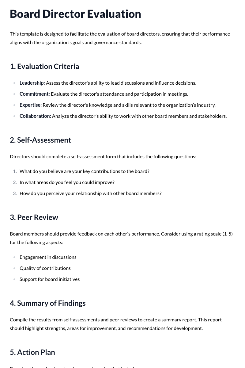 Board Director Evaluation