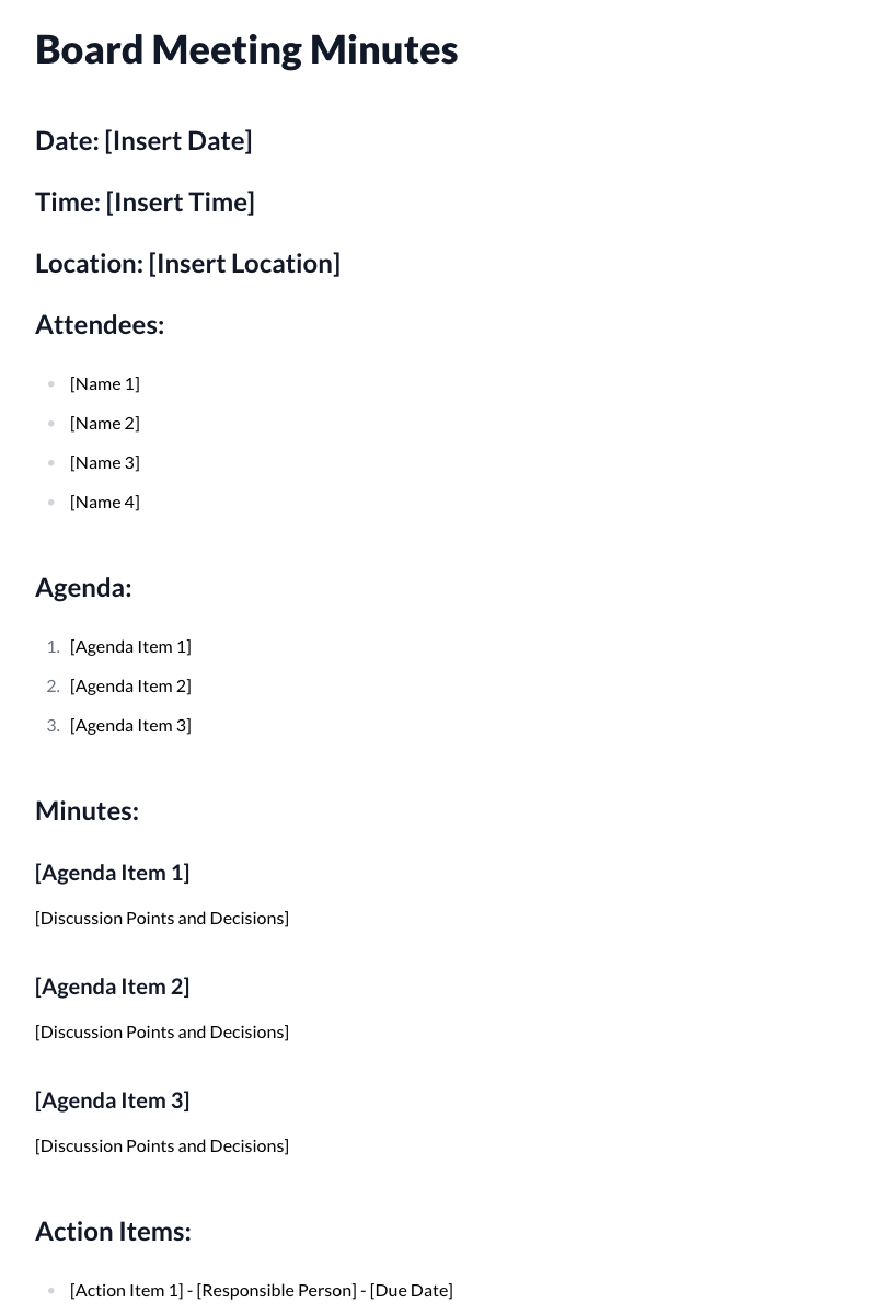 Board Meeting Minutes