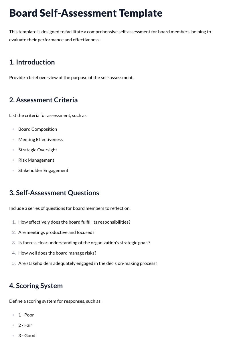 Board Self-Assessment Template
