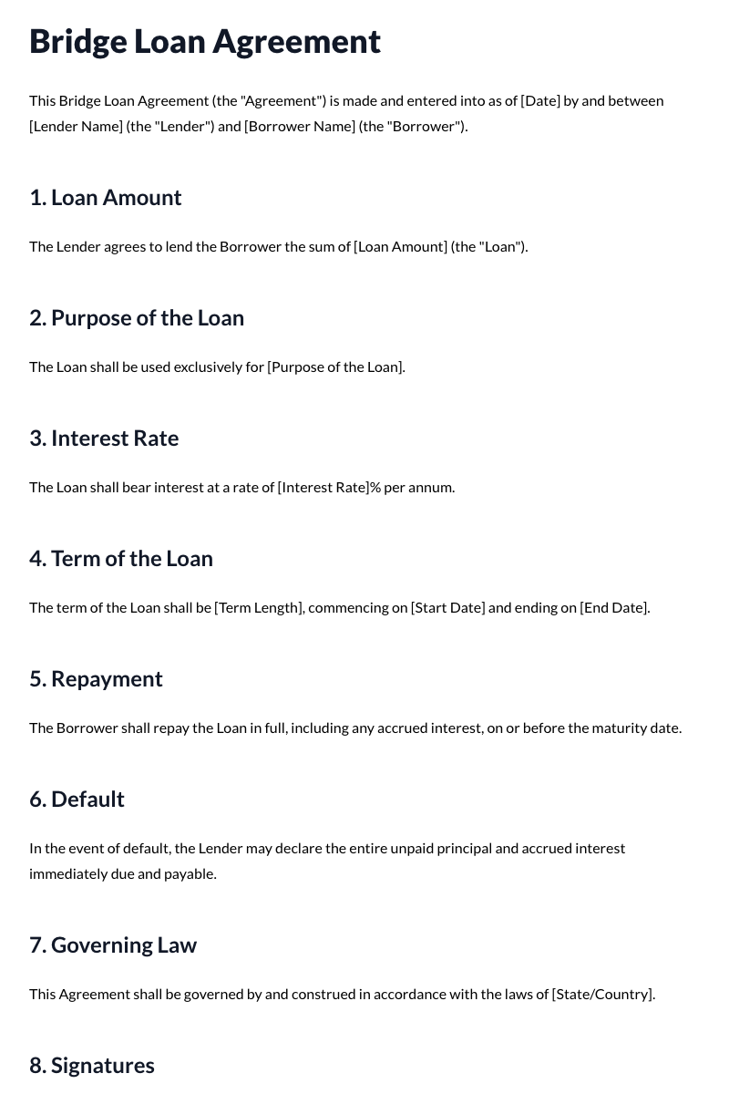 Bridge Loan Agreement Template
