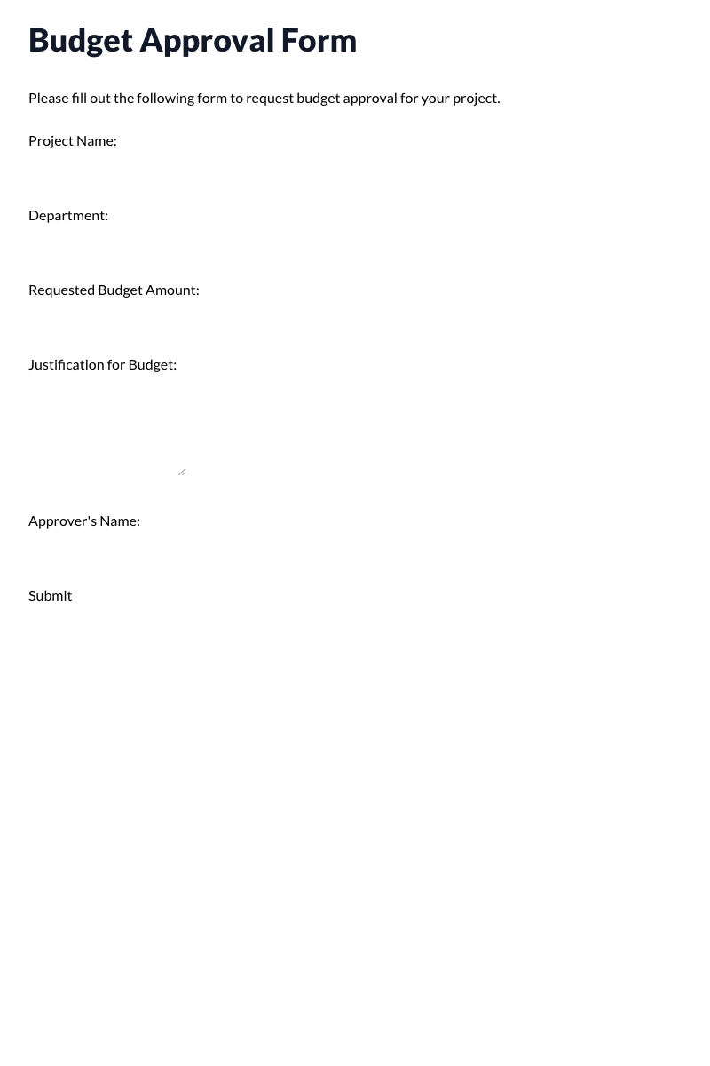 Budget Approval Form