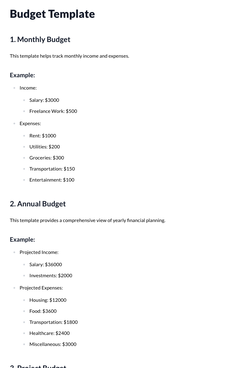 Budget Templates