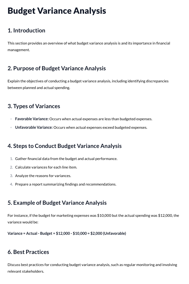 Budget Variance Analysis
