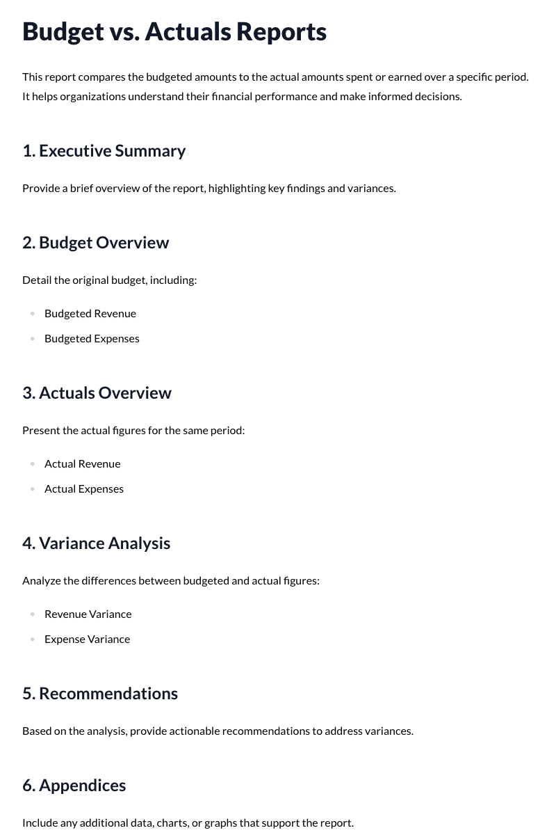 Budget vs. Actuals Reports