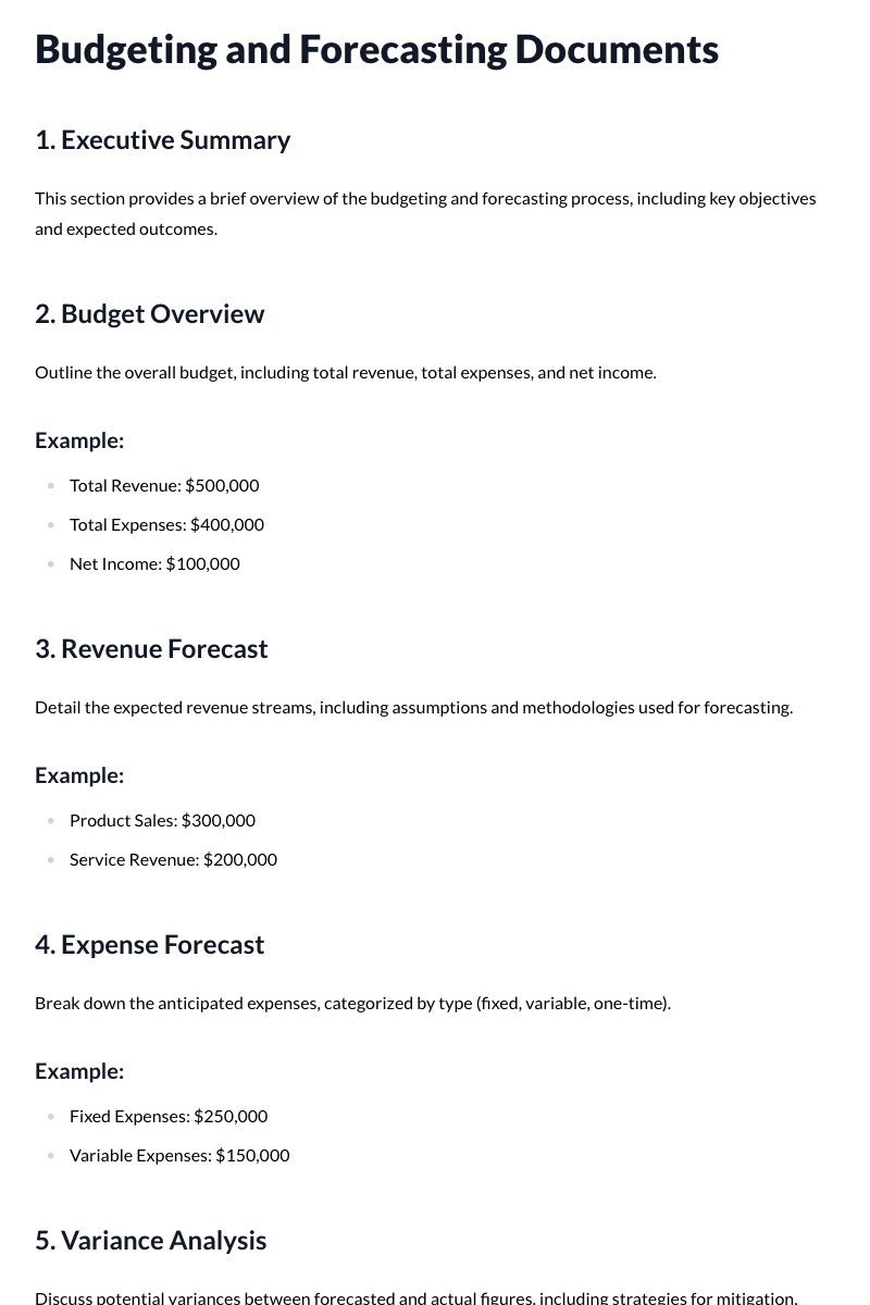 Budgeting and Forecasting Documents