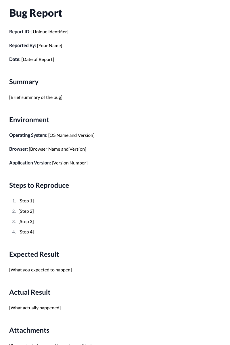 Bug Report Template