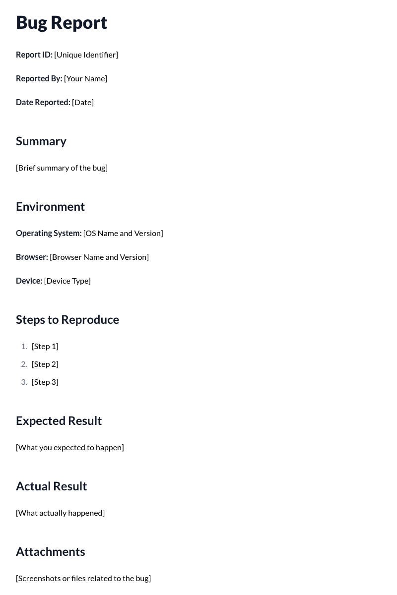 Bug Reports Template