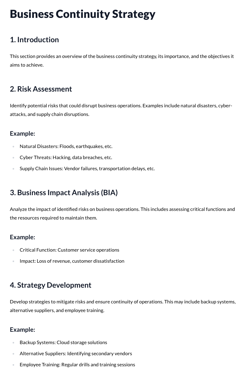 Business Continuity Strategy Template