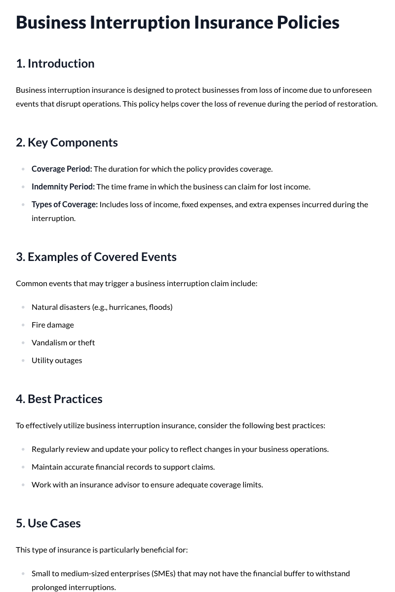 Business Interruption Insurance Policies
