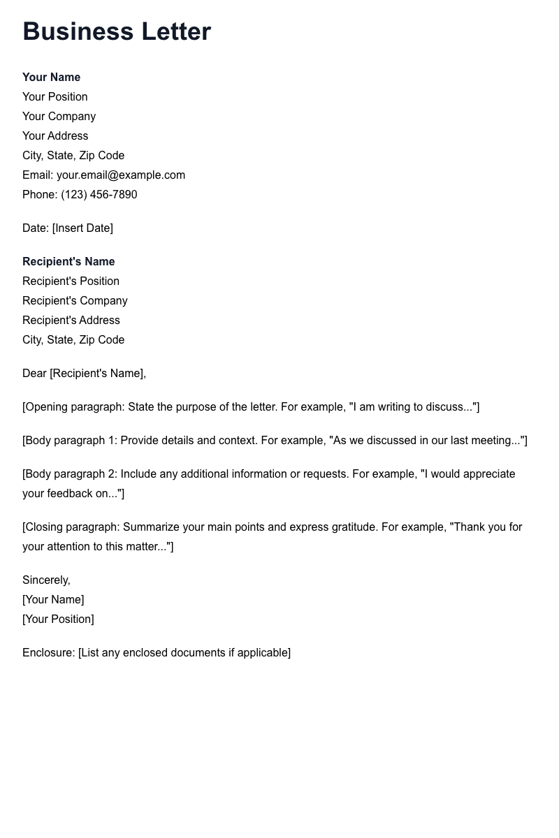 Business Letter Template