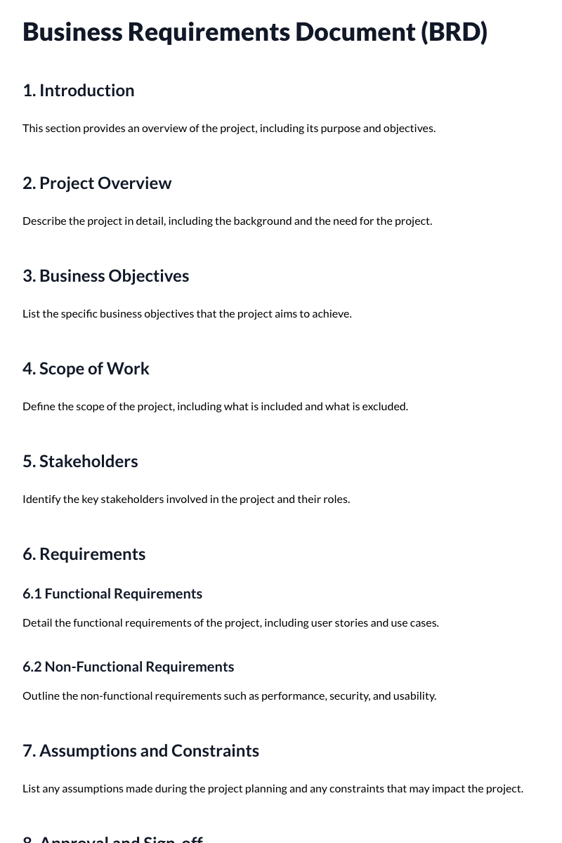 Business Requirements Document (BRD) Template