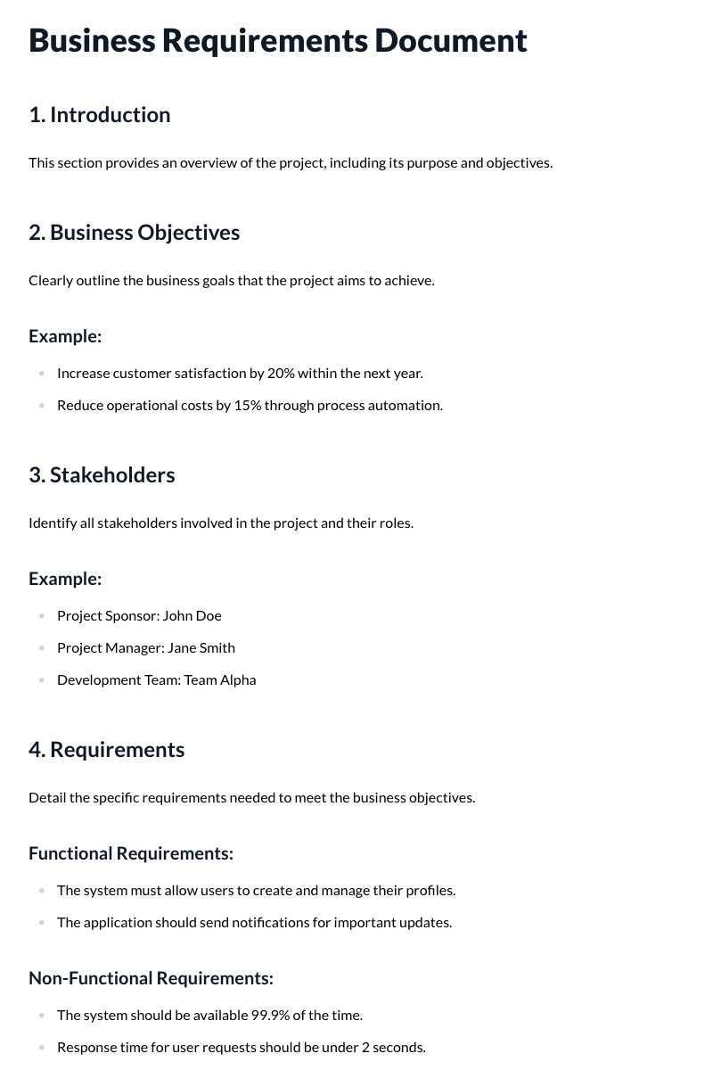 Business Requirements Document Template