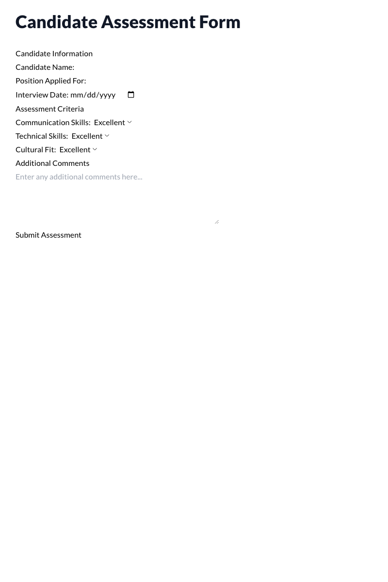 Candidate Assessment Form