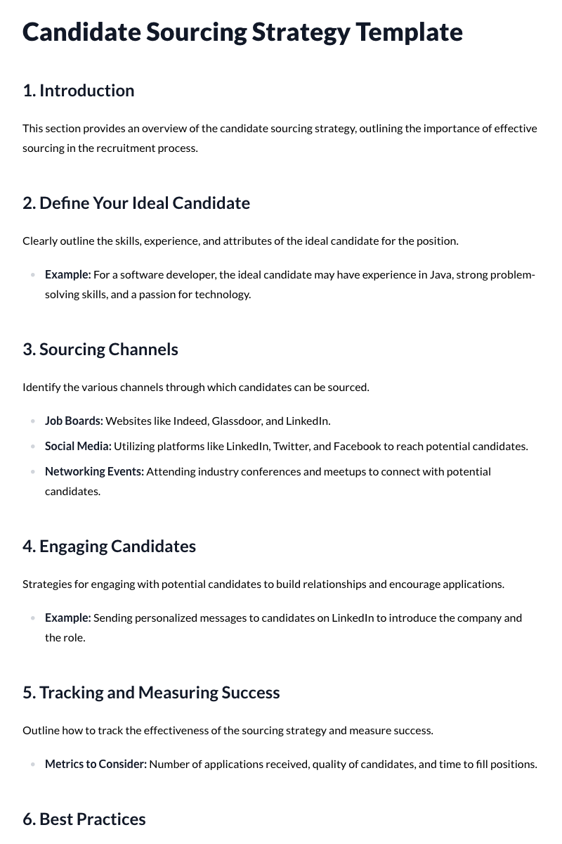 Candidate Sourcing Strategy Template