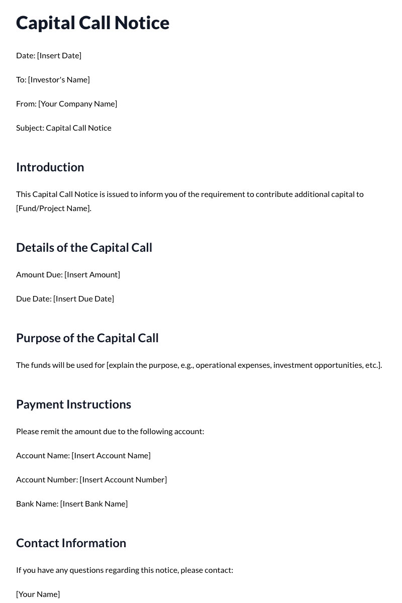 Capital Call Notices